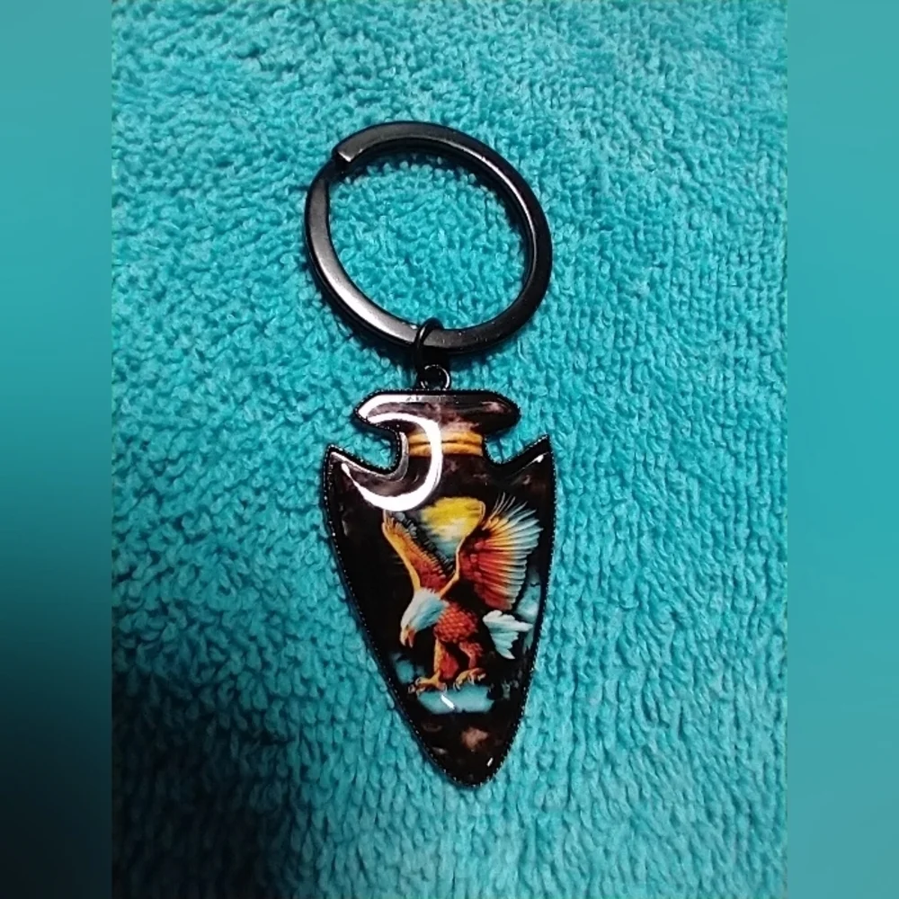 Black keychain eagle jewelry blue orange yellow